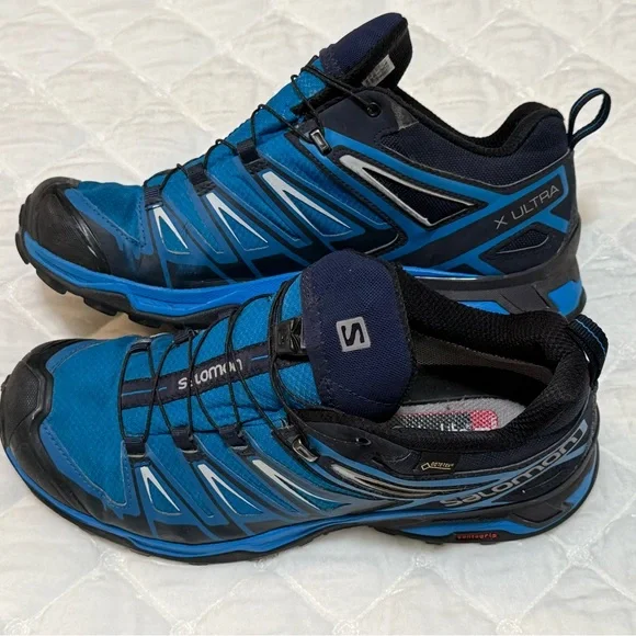 Salomon X Ultra GoreTex hiking Shoes with Quick-Lace System size 8 blue